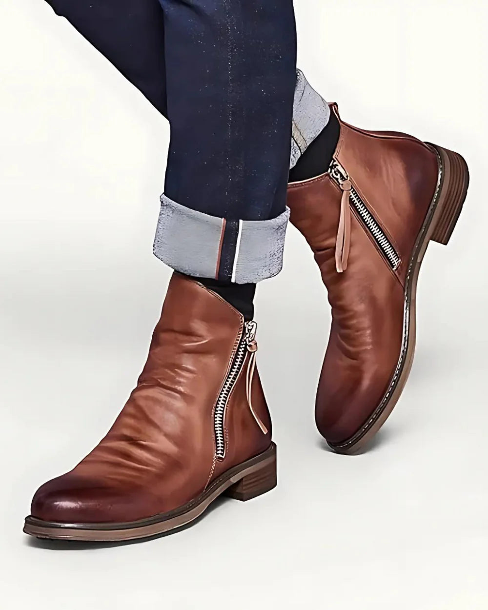 Botas de Cuero para Hombre con Doble Cremallera