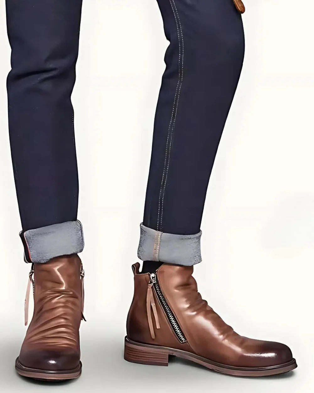 Botas de Cuero para Hombre con Doble Cremallera