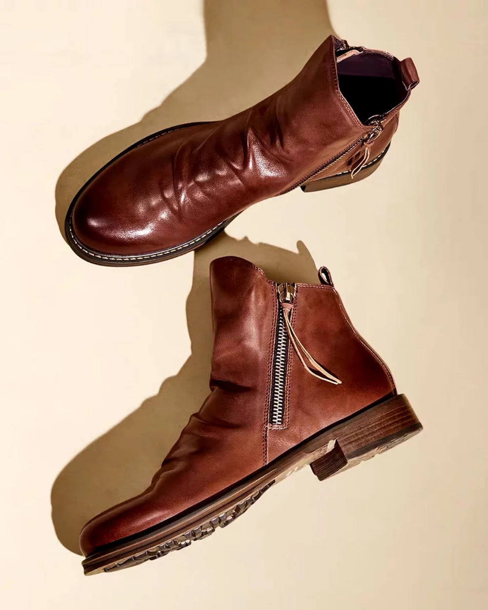 Botas de Cuero para Hombre con Doble Cremallera