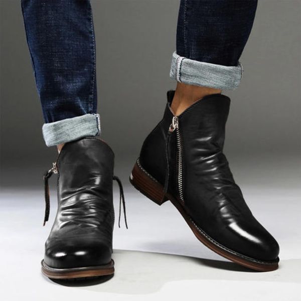 Botas de Cuero para Hombre con Doble Cremallera