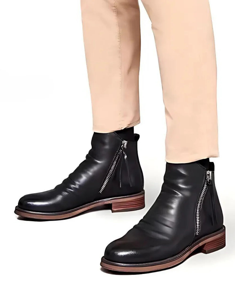 Botas de Cuero para Hombre con Doble Cremallera